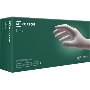 Mercator latexové pudrované vyšetřovací rukavice L 8-9, 100ks