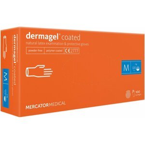 MERCATOR Dermagel Coated latexové vyšetřovací rukavice M (7-8) nepudrované (bílé), 100ks