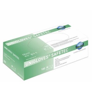Unigloves Safetec latexové nepudrované jednorázové vyšetřovací rukavice M (7-8), 100ks